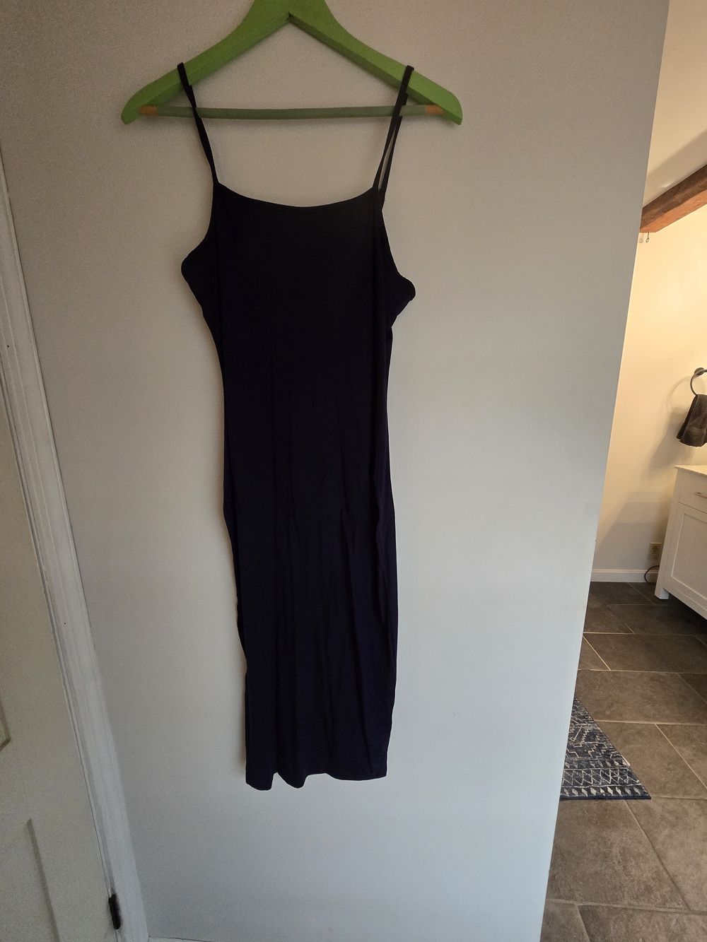 SHEIN Black Spaghetti Strap Midi Slip Dress